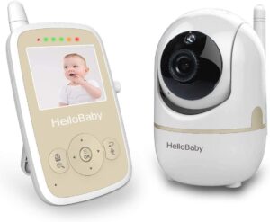 hellobaby video monitor with remote ptz camera, video baby monitor with audio sensor, 2-way communication,auto night vision,digital zoom,room temperature monitoring