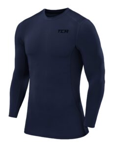 tca boys' pro performance long sleeve running compression base layer top - crew neck - navy eclipse, 10-12 years