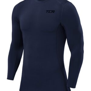 TCA Boys' Pro Performance Long Sleeve Running Compression Base Layer Top - Crew Neck - Navy Eclipse, 10-12 Years