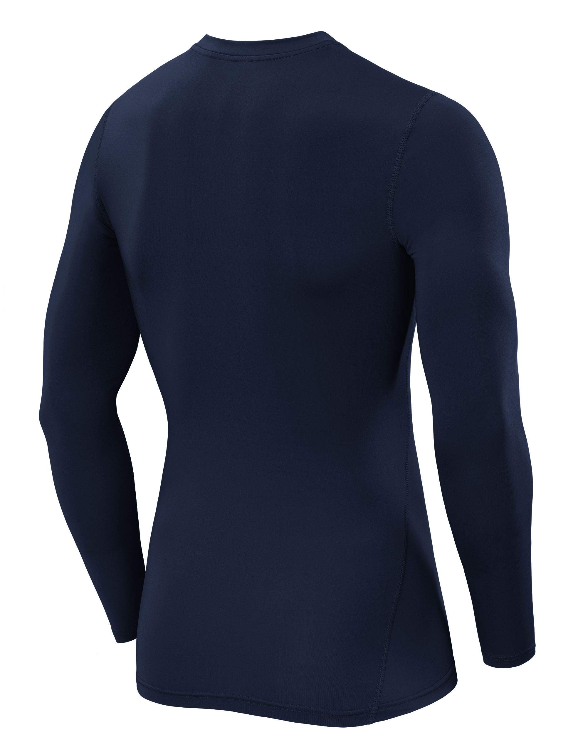 TCA Boys' Pro Performance Long Sleeve Running Compression Base Layer Top - Crew Neck - Navy Eclipse, 10-12 Years