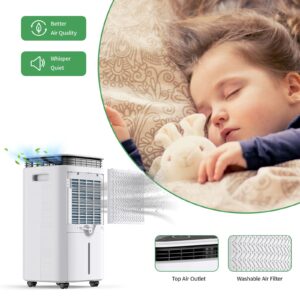 Waykar 2500 Sq. Ft Home Dehumidifier with Drain Hose for Bedrooms, Basements, Bathrooms, and Laundry Rooms - with Intelligent Touch Control and 3 Air Outlets, 24 Hr Timer, and 0.58 Gal Water Tank