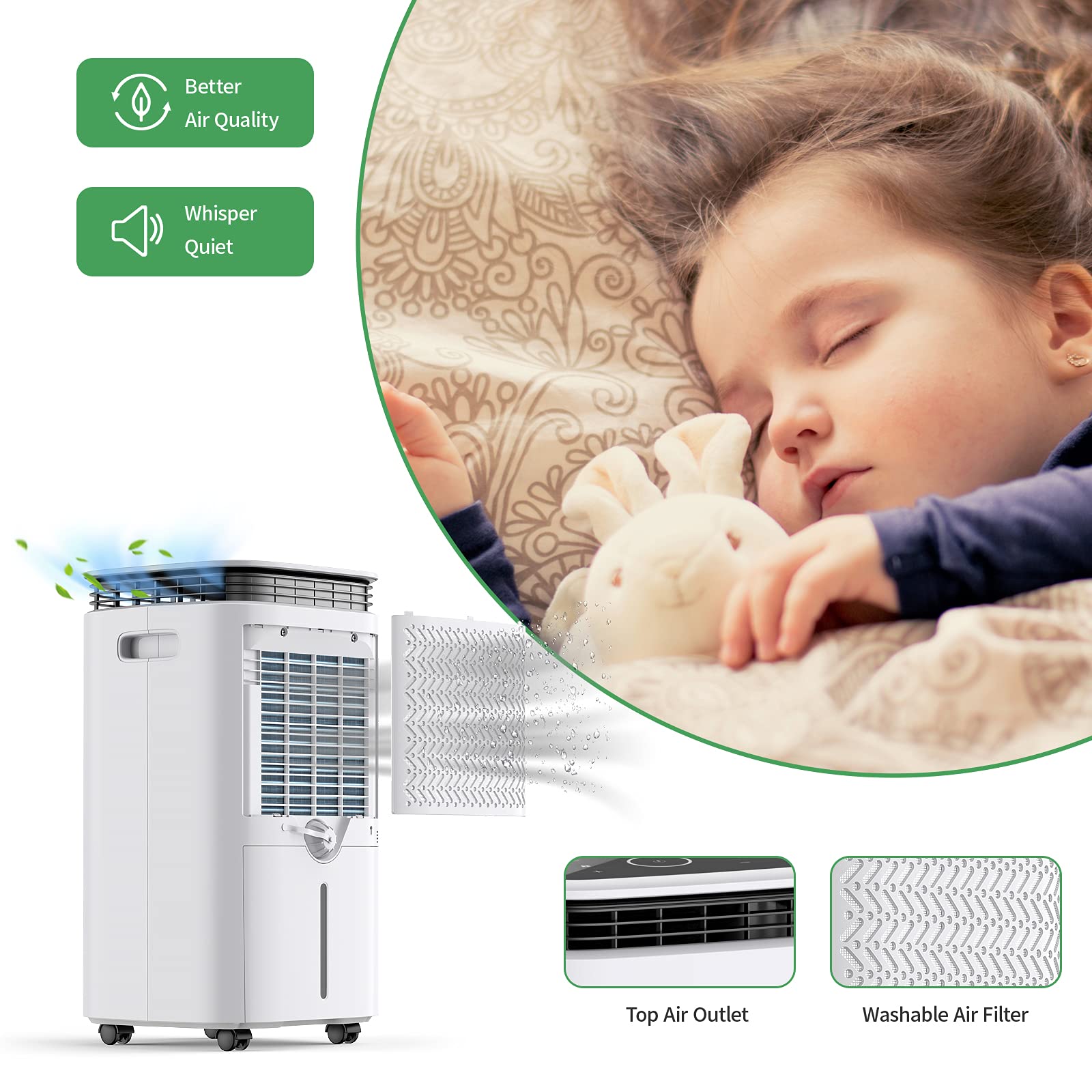 Waykar 2500 Sq. Ft Home Dehumidifier with Drain Hose for Bedrooms, Basements, Bathrooms, and Laundry Rooms - with Intelligent Touch Control and 3 Air Outlets, 24 Hr Timer, and 0.58 Gal Water Tank