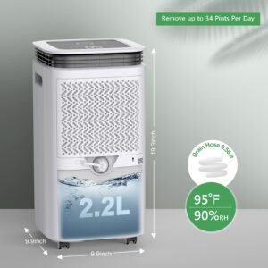 Waykar 2500 Sq. Ft Home Dehumidifier with Drain Hose for Bedrooms, Basements, Bathrooms, and Laundry Rooms - with Intelligent Touch Control and 3 Air Outlets, 24 Hr Timer, and 0.58 Gal Water Tank