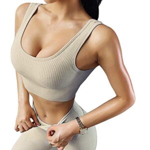 jetjoy exercise outfits for women 2 pieces ribbed seamless high waist yoga summer outfits sports gym tracksuits sweatsuits