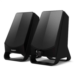 majority dx10 pc speakers | 10w clear active stereo sound computer speakers | usb plug and play desktop speakers compact | one touch control, headphone jack | monitors, laptops, desktops and mac