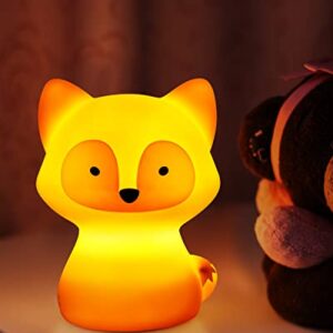 SomeShine Kids Night Light, Rechargeable Glowing Cute Kawaii Lamp Nightlights for Baby Room and Toddler, Portable Animal Lights Auto On Off, Fox Baby Stuff, Children Cute Gifts