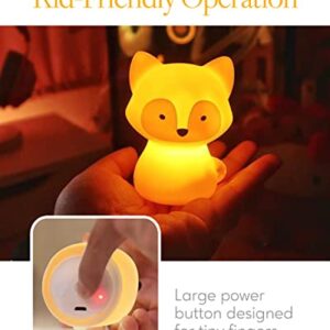 SomeShine Kids Night Light, Rechargeable Glowing Cute Kawaii Lamp Nightlights for Baby Room and Toddler, Portable Animal Lights Auto On Off, Fox Baby Stuff, Children Cute Gifts