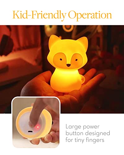 SomeShine Kids Night Light, Rechargeable Glowing Cute Kawaii Lamp Nightlights for Baby Room and Toddler, Portable Animal Lights Auto On Off, Fox Baby Stuff, Children Cute Gifts