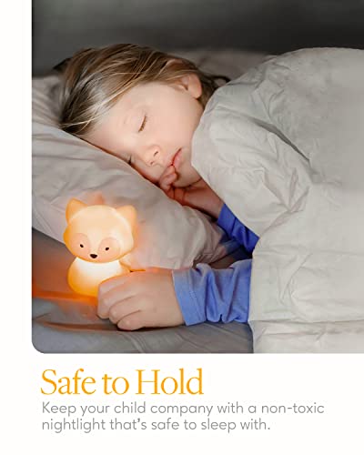 SomeShine Kids Night Light, Rechargeable Glowing Cute Kawaii Lamp Nightlights for Baby Room and Toddler, Portable Animal Lights Auto On Off, Fox Baby Stuff, Children Cute Gifts