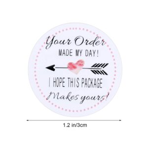 500 Pieces Your Order Made My Day Stickers Decorative Business Stickers Thank You Stickers Self-Adhesive Round Circle Thank You Label for Envelope Bag Seals Party Supplies (Red, 3 cm/ 1.2 Inch)