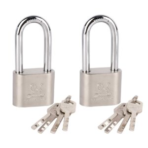 locks with keys 2 pack, katfort 1-9/16-inch(40mm) padlock with 4 keys, long shackle padlock with multiple keys for indoor outdoor