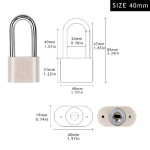 Locks with Keys 2 Pack, Katfort 1-9/16-inch(40mm) Padlock with 4 Keys, Long Shackle Padlock with Multiple Keys for Indoor Outdoor