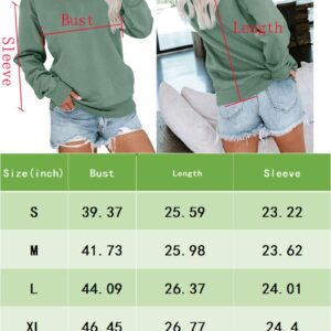 Bingerlily Womens Casual Long Sleeve Sweatshirt Crew Neck Cute Pullover Relaxed Fit Tops (Green,Medium)