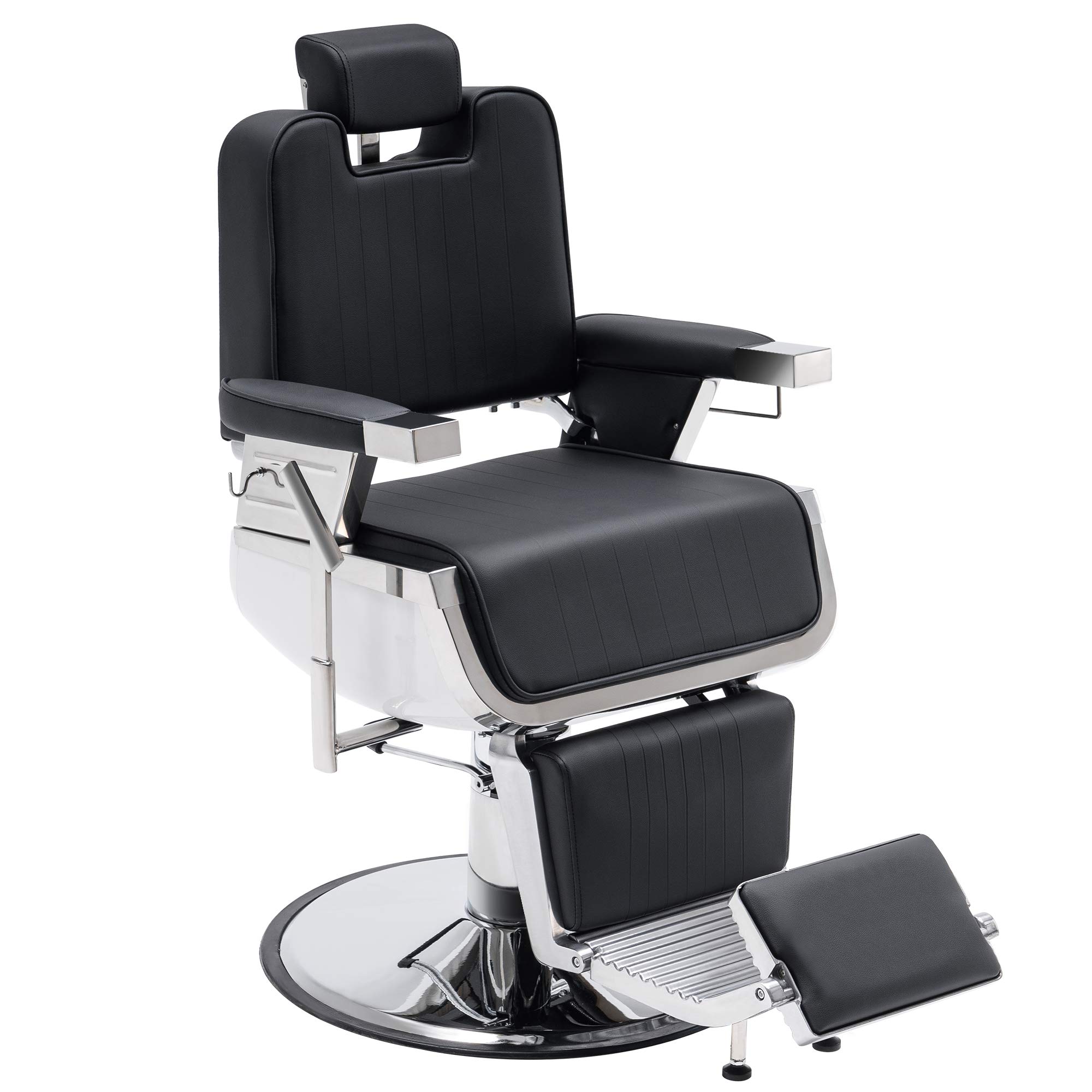 BarberPub Heavy Duty Vintage Barber Chair Hydraulic Recline Shampoo Beauty Spa Salon Equipment 3819 (Black)