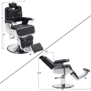 BarberPub Heavy Duty Vintage Barber Chair Hydraulic Recline Shampoo Beauty Spa Salon Equipment 3819 (Black)