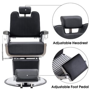 BarberPub Heavy Duty Vintage Barber Chair Hydraulic Recline Shampoo Beauty Spa Salon Equipment 3819 (Black)