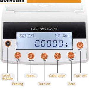 Bonvoisin Digital Analytical Balance 0.1mg High Precision Lab Scale CE Certificated Electronic Balance 0.0001g Scientific Laboratory Scale (300g, 0.1mg)