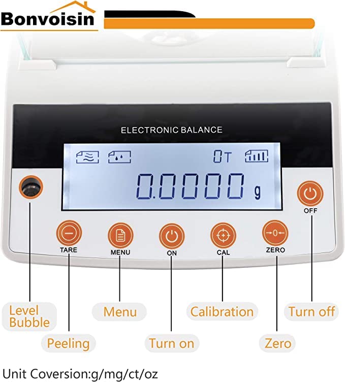 Bonvoisin Digital Analytical Balance 0.1mg High Precision Lab Scale CE Certificated Electronic Balance 0.0001g Scientific Laboratory Scale (300g, 0.1mg)