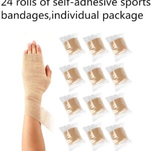 24 Packs Self Adherent Cohesive Wrap Bandages 2'' Wide, 5 Yards, First Aid Tape,Elastic Self Adhesive Tape,All Sports Athletic Tape, Non-Woven Bandage,Breathable Wound Tape,Skin Colour Athletic Tape