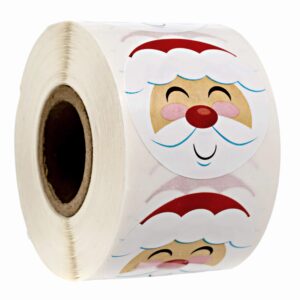 jolly santa holiday sticker / 1.5" santa claus face label/roll of 500 jolly st. nick christmas stickers