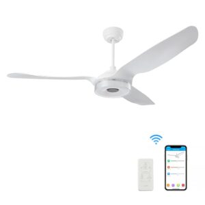 trifectÉ 56 inch indoor ceiling fan with light and remote, smart ceiling fan compatible with app/alexa/google/siri, low profile ceiling fan with 10-speed reversible quiet dc motor, etl listed (white)