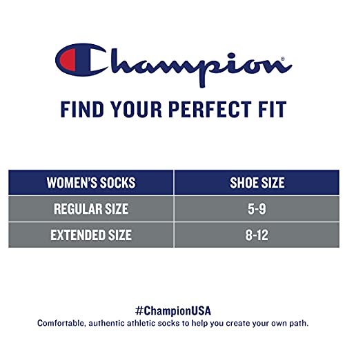 Champion Womens Socks, Double Dry Crew, Ankle, And Show, 6-pack No, White, 5-9 US