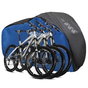 gazeer bicycle cover with lock hole reflective safety loops for 2 or 3 bikes up to 29" outdoor storage, waterproof, anti-uv, heavy duty ripstop material 210d