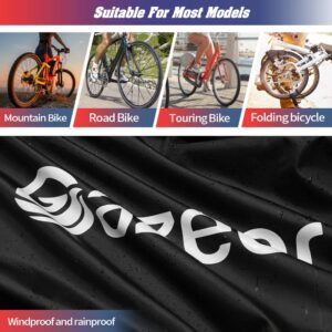 Gazeer Bicycle Cover with Lock Hole Reflective Safety Loops for 2 or 3 Bikes up to 29" Outdoor Storage, Waterproof, Anti-UV, Heavy Duty Ripstop Material 210D