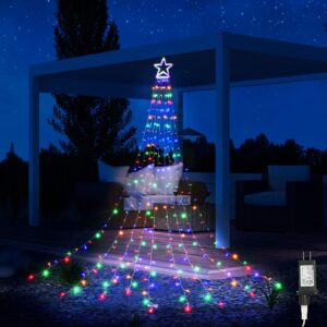 LYHOPE Christmas Lights, 317 LED 8 Modes 10ft X 9 Strands Christmas String Lights, with 12" Topper Star Christmas Tree Decoration Lights for Xmas, Birthday, Holiday, Wedding, Party Decor(Multicolor)