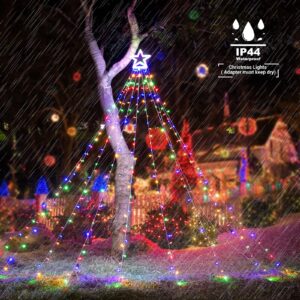 LYHOPE Christmas Lights, 317 LED 8 Modes 10ft X 9 Strands Christmas String Lights, with 12" Topper Star Christmas Tree Decoration Lights for Xmas, Birthday, Holiday, Wedding, Party Decor(Multicolor)