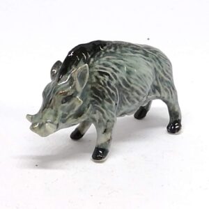 ZOOCRAFT Ceramic Boar Figurine Wild Animal Pig Miniature Statue Garden Home Decor DIY Craft