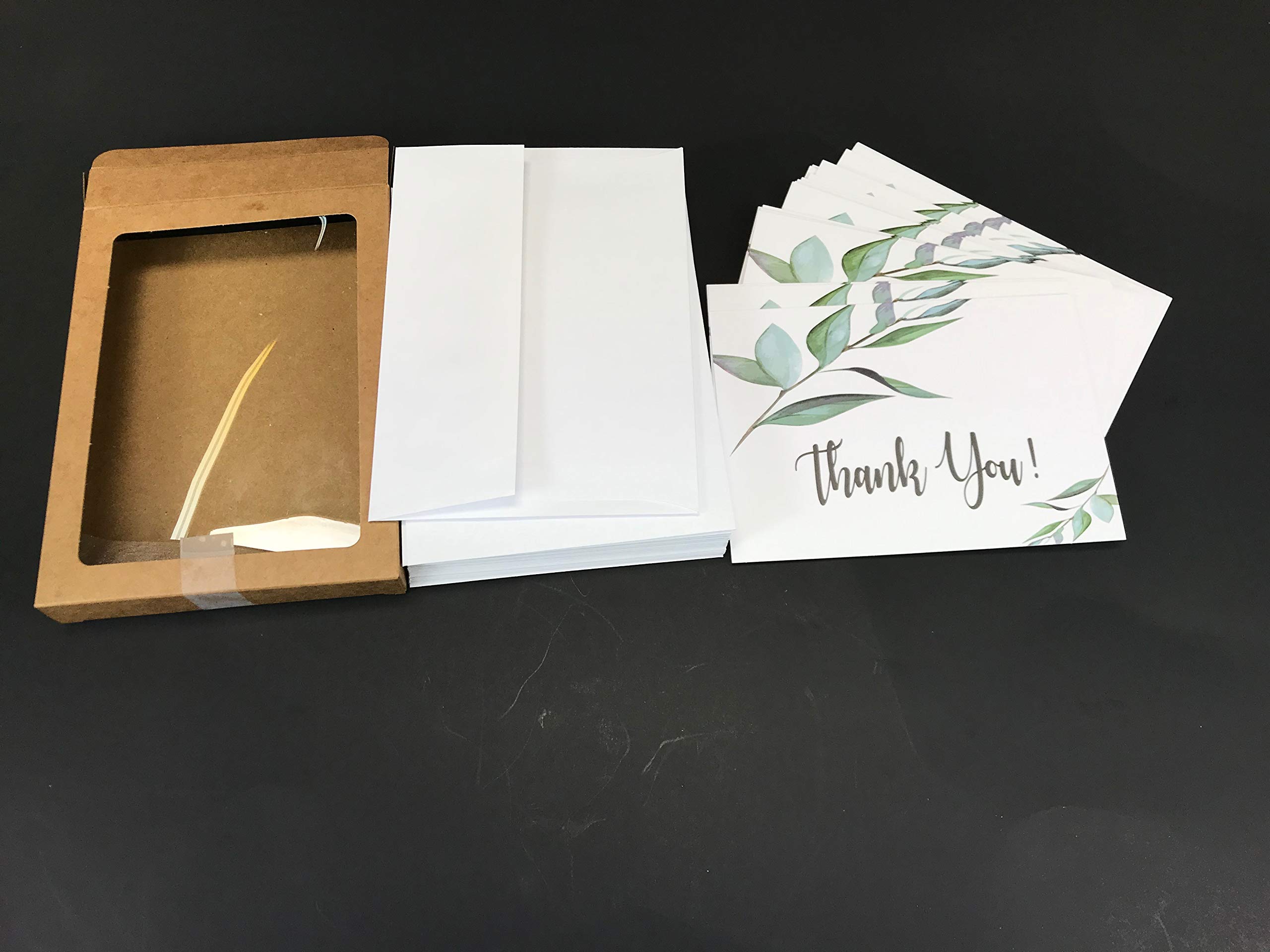 25 Greenery Thank You Cards (Flat not Foldable) With 25 Envelopes For Weddings, Engagements, Birthday, Baby or Bridal Shower, Housewarming Thanks Invites.