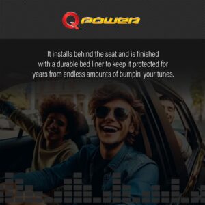 Q Power Easy to Install Durable 8 Inches by 11.25 Inches Dual Port Empty Subwoofer Enclosure Box with Underseat Down Fire and Loud Bass