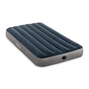 Intex 64781E Dura-Beam Standard Single-High Air Mattress: Fiber-Tech – Twin Size – 2-Step Pump – 10in Bed Height – 300lb Weight Capacity