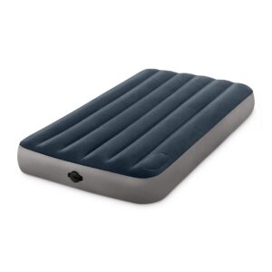 Intex 64781E Dura-Beam Standard Single-High Air Mattress: Fiber-Tech – Twin Size – 2-Step Pump – 10in Bed Height – 300lb Weight Capacity