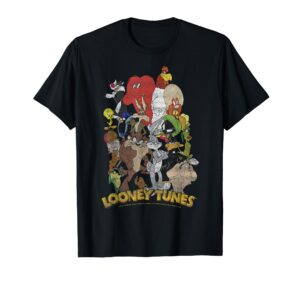 looney tunes character stack group shot t-shirt
