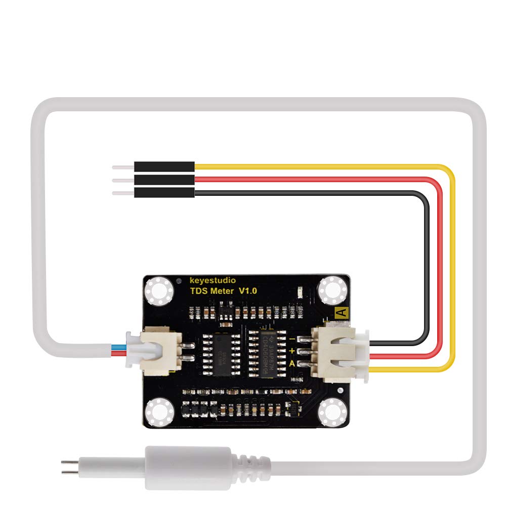 KEYESTUDIO TDS Meter Probe Water Quality Monitoring V1 Sensor Module with XH2.54-3Pin Jumper Wire Connector for Arduino