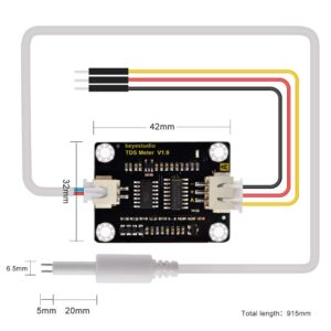 KEYESTUDIO TDS Meter Probe Water Quality Monitoring V1 Sensor Module with XH2.54-3Pin Jumper Wire Connector for Arduino