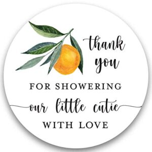 2" round orange clementine baby shower cutie thank you favor stickers (40 labels)