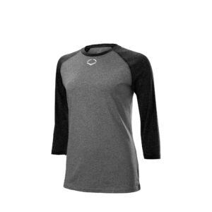 evoshield women's standard poly/cotton mid sleeve shirt, charcoal/black heather, small