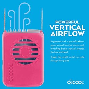 O2COOL Personal Travel Rechargeable Battery Powered Neck Cooling Fan, 2-Pack (Pink/Gray)