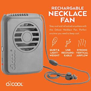 O2COOL Personal Travel Rechargeable Battery Powered Neck Cooling Fan, 2-Pack (Pink/Gray)