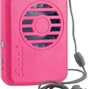 O2COOL Personal Travel Rechargeable Battery Powered Neck Cooling Fan, 2-Pack (Pink/Gray)