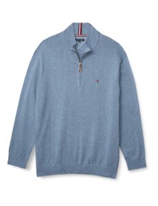 tommy hilfiger men's 1/4 zip pull-over sweater, sky captain/multi, small