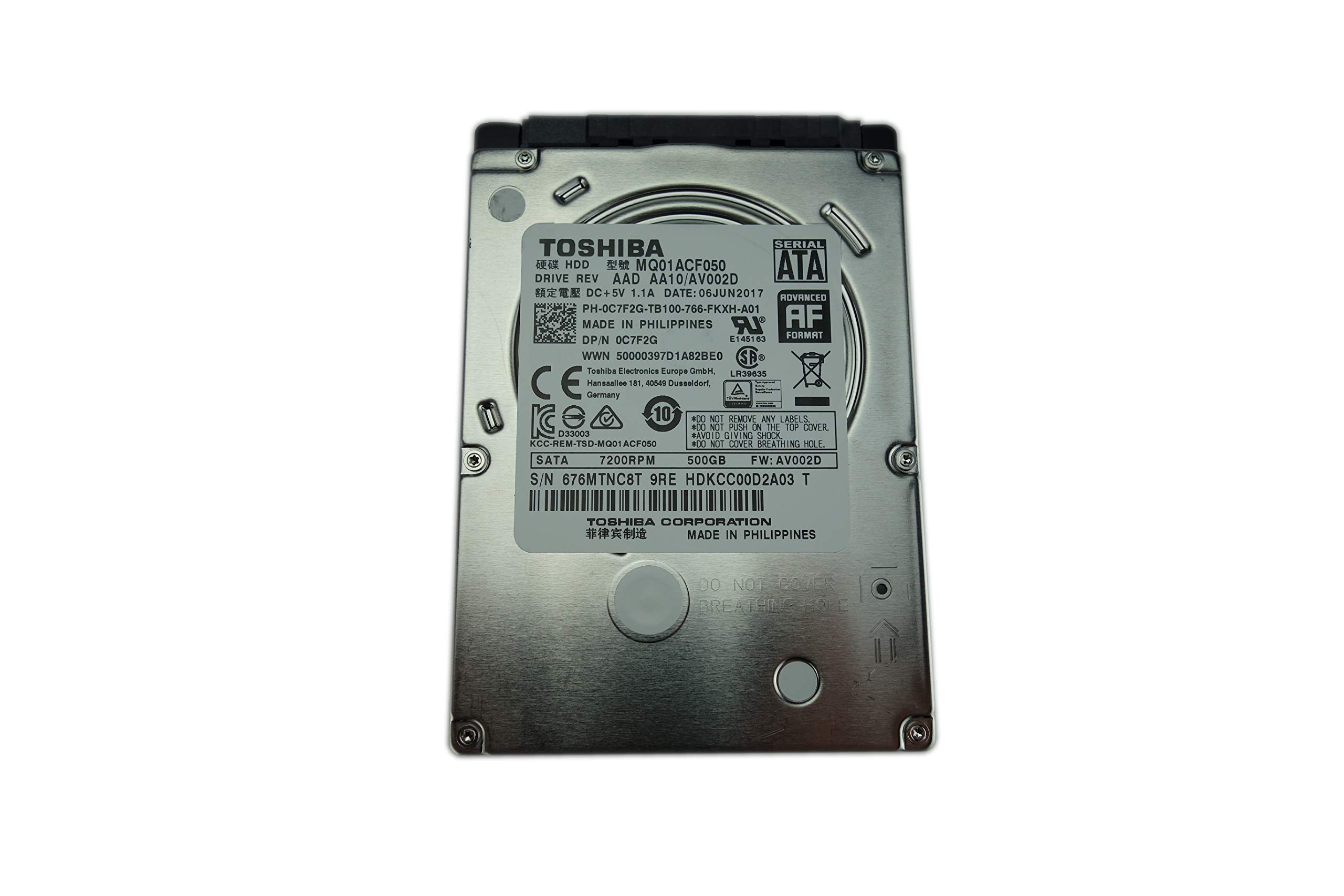 Toshiba MQ01ACF050 500.0GB 7.2K SATA 2.5 6Gbps Hard Drive