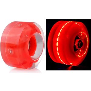 vkeda luminous light up roller skate wheels with bearings 4pcs outdoor roller skate wheels flash 32mm x 58mm suitable for double row skating and skateboard (red)