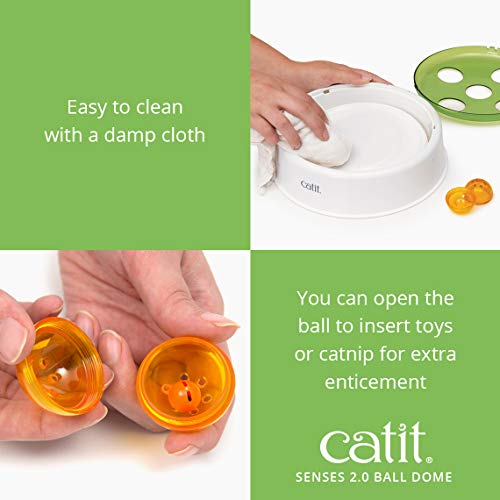 Catit Senses 2.0 Ball Dome Interactive Cat Toy - Motion-Activated Cat Toy with Two Modes of Play, Batteries Not Included