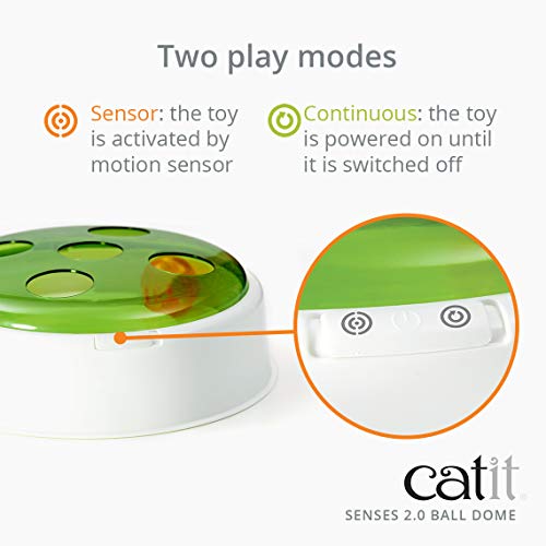 Catit Senses 2.0 Ball Dome Interactive Cat Toy - Motion-Activated Cat Toy with Two Modes of Play, Batteries Not Included