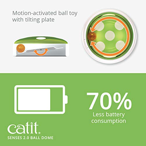 Catit Senses 2.0 Ball Dome Interactive Cat Toy - Motion-Activated Cat Toy with Two Modes of Play, Batteries Not Included