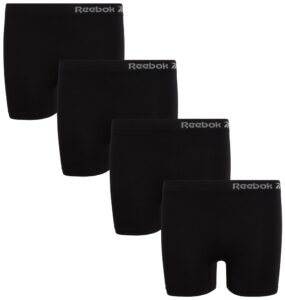 reebok girls' underwear - seamless cartwheel shorties (4 pack), size 12-14, blackgreycharcoalspacedye